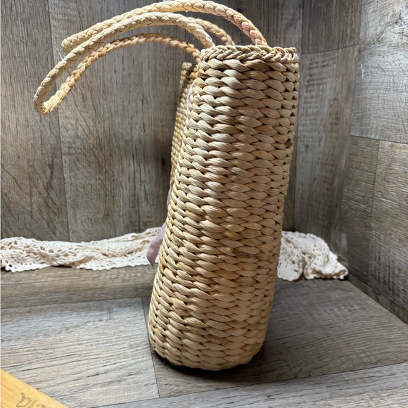 Xhilaration Corn Husk Lavender Lined Tote Bag Light  Purple Yellow Flowers - Picture 16 of 16